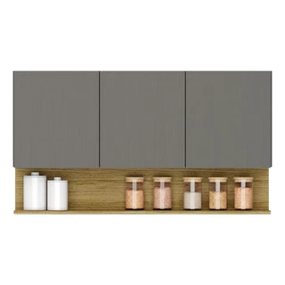 Armário Aéreo 3 Portas Nicho 120 cm Cinza Line Kits Paraná