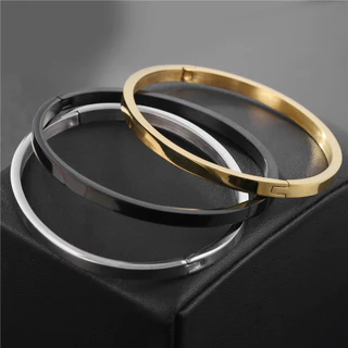 Pulseira de aço inoxidável de casal elegante e simples pulseira anti-desbotamento