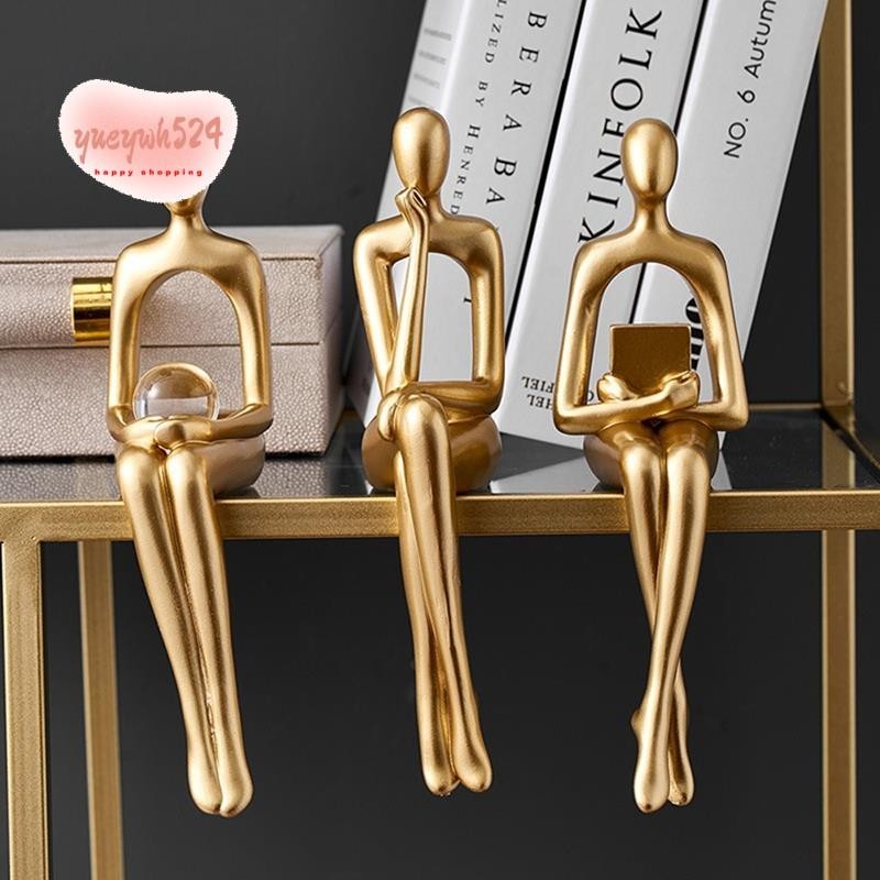 Estátua Abstracta Figura Escultura Pequenos Ornamentos Resina Home Gold Abstracto Escritório Decoração