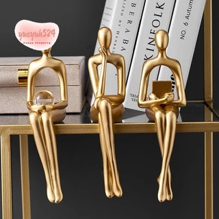 Estátua Abstracta Figura Escultura Pequenos Ornamentos Resina Home Gold Abstracto Escritório Decoração
