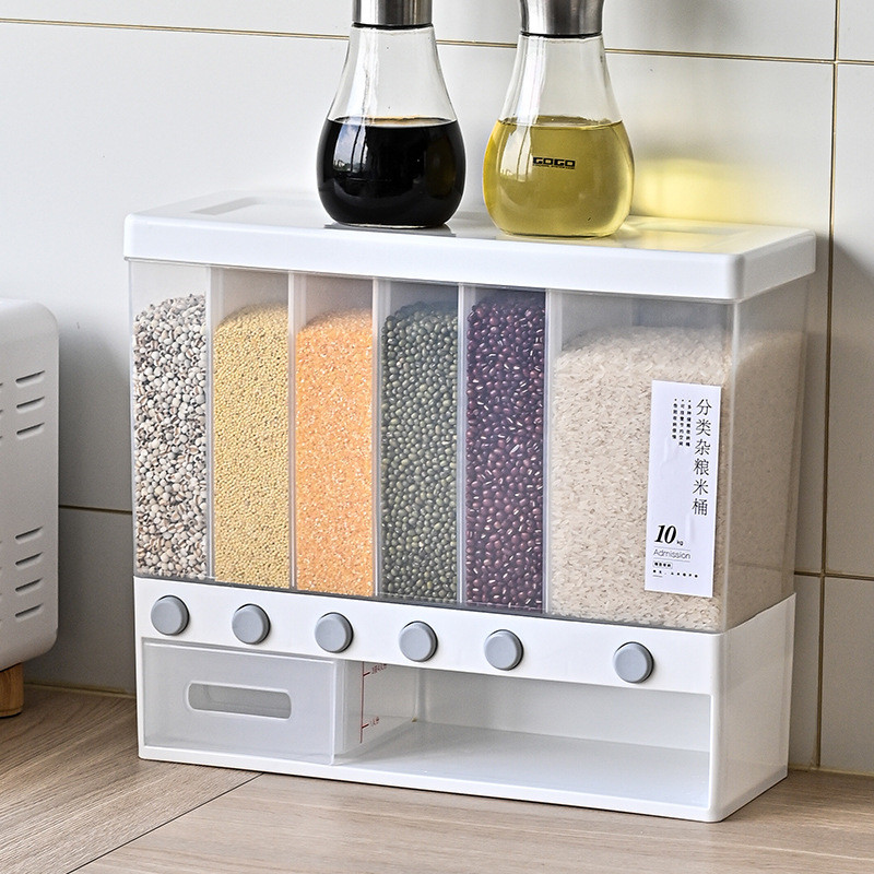 Imagem do produto Caixa De Armazenamento De Alimentos De Plástico, Balde De Parede Separada, Cereal e Arroz Dispenser, Umidade e Racks Automáticos, Recipiente De Armazenamento Selado 2