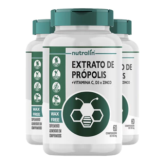 Kit 3x Extrato Própolis + Vitamina C/D + Zinco Nutralín 60Comp.