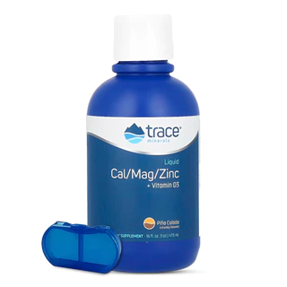 Trace Minerals Calcio Magnésio e Zinco 473 ml + Porta Cápsulas