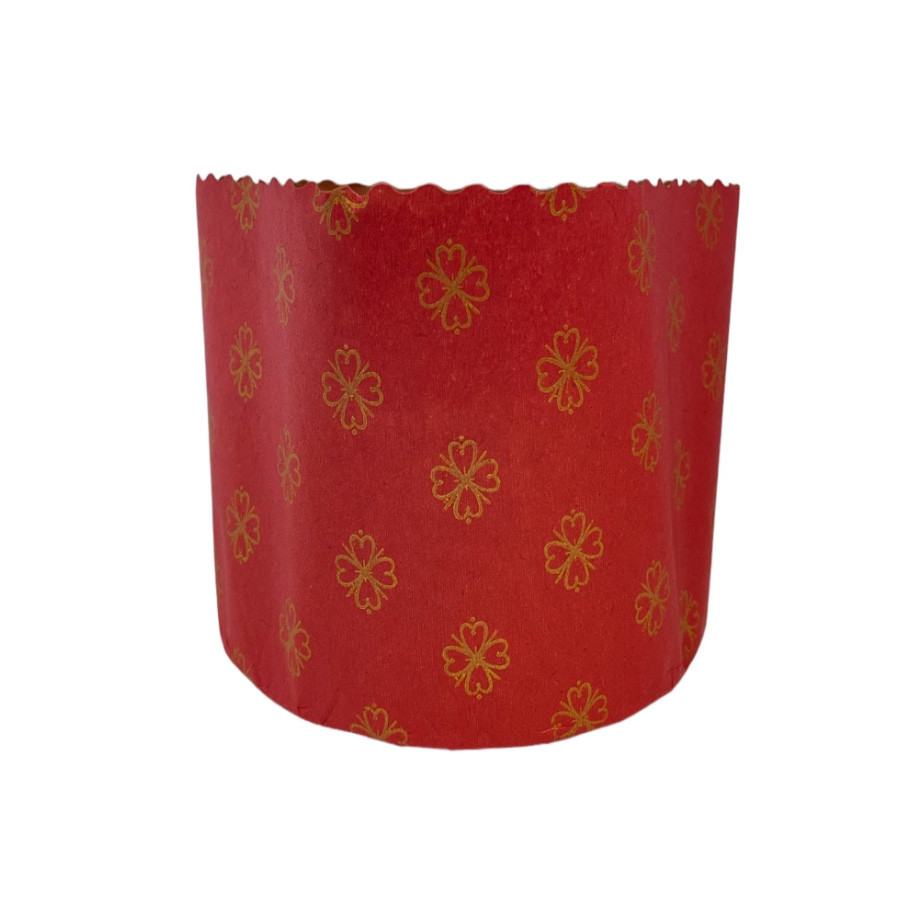 Forma Panetone 250g - Vermelho Decorada com Trevos - 10 unid