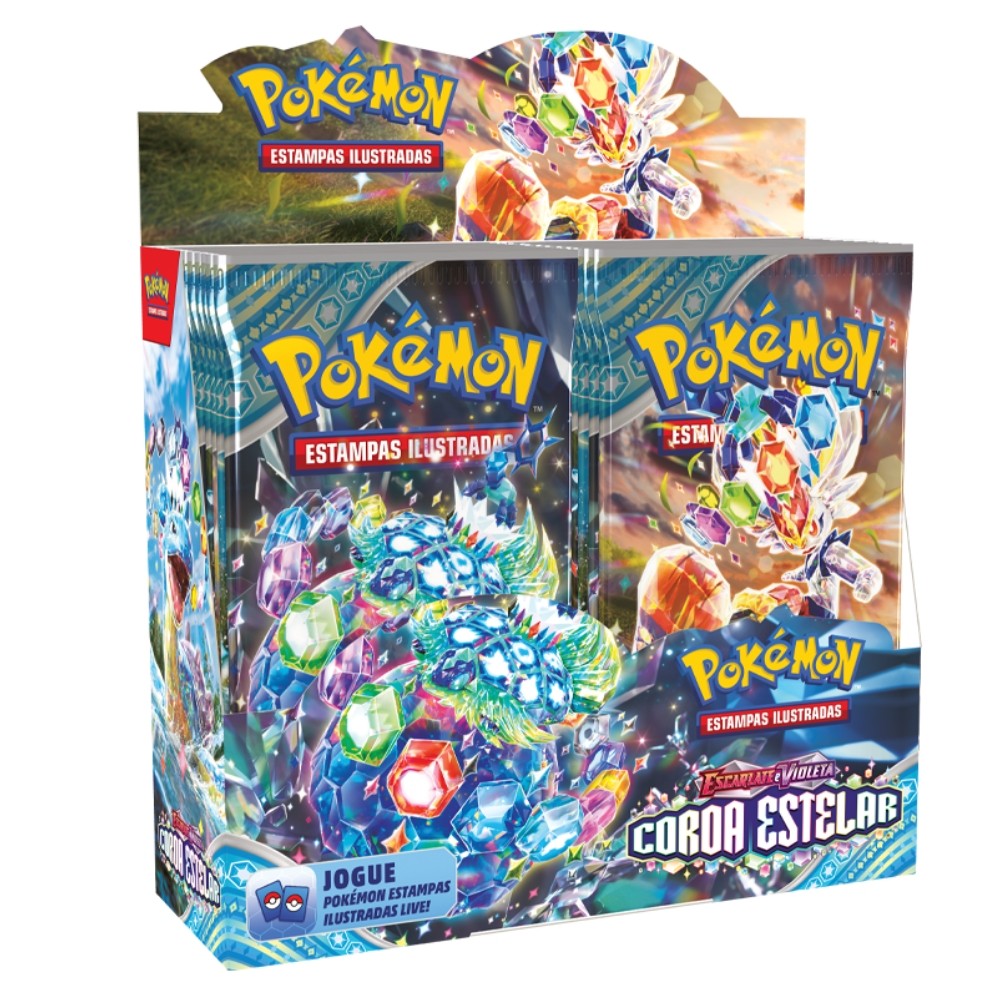 BOOSTER BOX 36 PACOTES COROA ESTELAR EV7 ESCARLATE E VIOLETA COPAG POKÉMON TCG CARTAS PT BR DISPLAY