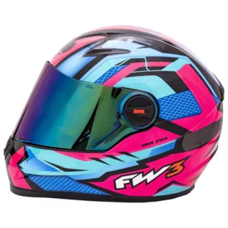 Capacete Moto Fw3 Gtx Fox C Óculos Rosa Azul