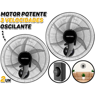 Kit 2 Ventilador De Parede Steel 50cm Para Lojas Galpão Escritório Academia Igreja 200w Ventisol Bivolt