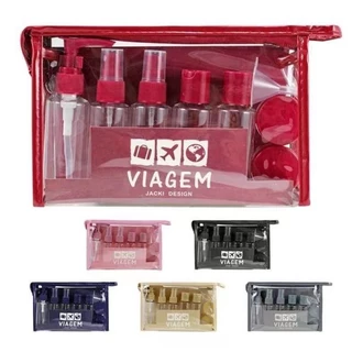 Kit Viagem Porta Shampoo Frascos Pote Creme 10 Peças