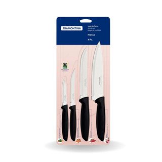 Jogo de facas Tramontina Preto Plenus 4 Peças Aço Inoxidável Cozinha Faqueiro Multiuso Durável Uso Geral