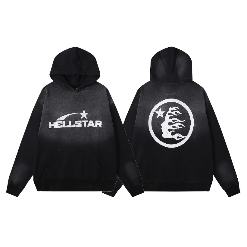 Marca de peso de rua Tamanho PLUS SIZE americana Helstar Crack Logotipo High Weight Pure Cotton Terry Hoodie Sweatshirt Unisex