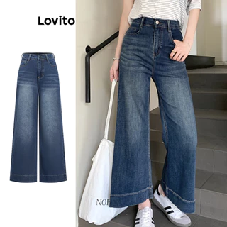 Lovito Jeans Casual Plain Pocket Cat