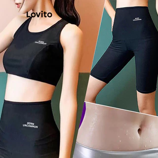 Lovito Conjunto esportivo básico liso esportivo para mulheres LNL77222