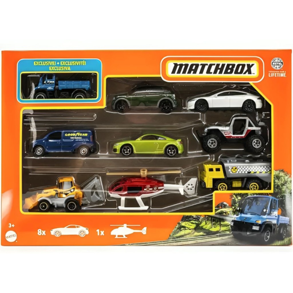 Caixa com 9 Carrinhos Miniatura Matchbox Sortidos - X7111 Mattel