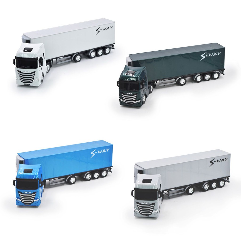 Brinquedo Caminhão Baú S-Way Iveco Infantil Carrinhos Miniatura Carreta - Usual Brinquedos