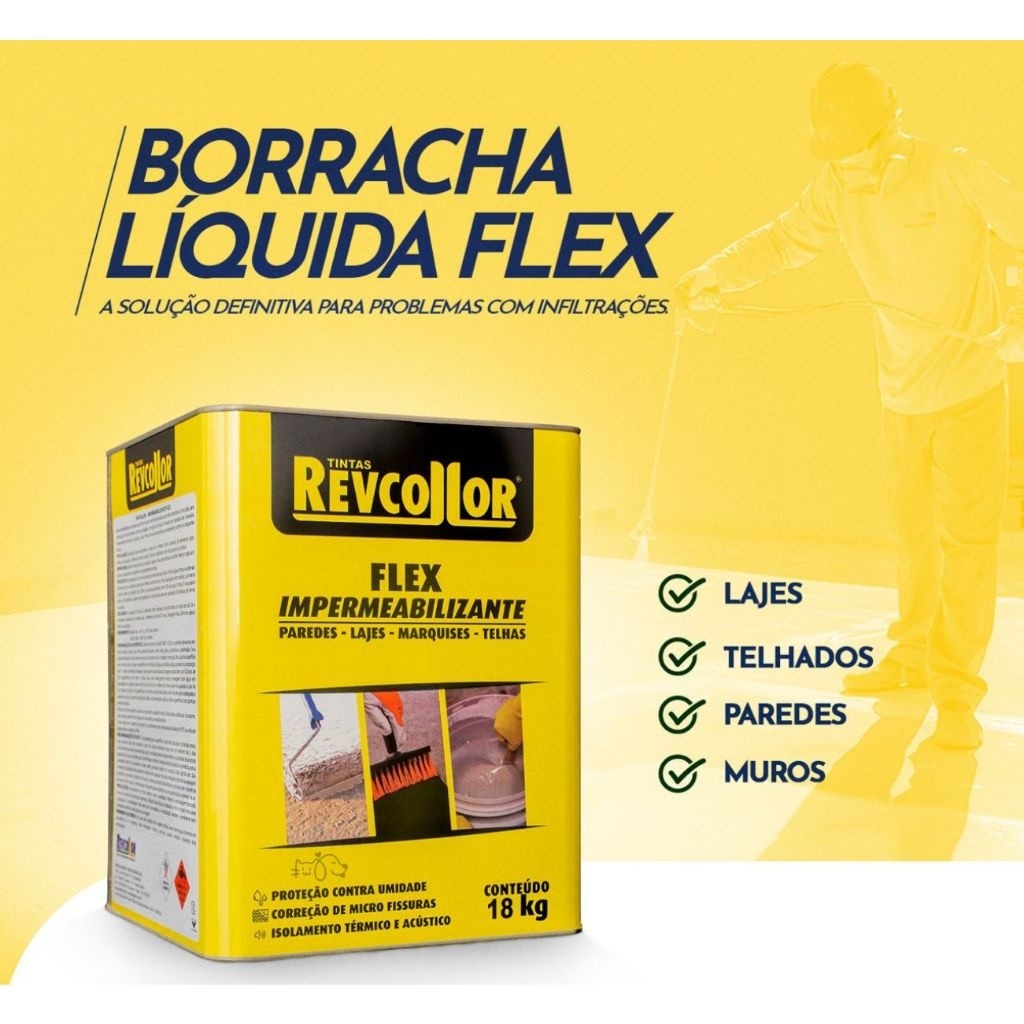 Borracha Liquida Tinta Impermeabilizante Contra Umidades Vazamentos Goteiras Interno/Externo 18 LT