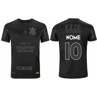 Camisa Timão Preta 2024/2025 Patrocínios Personalizada nome e numero Nova