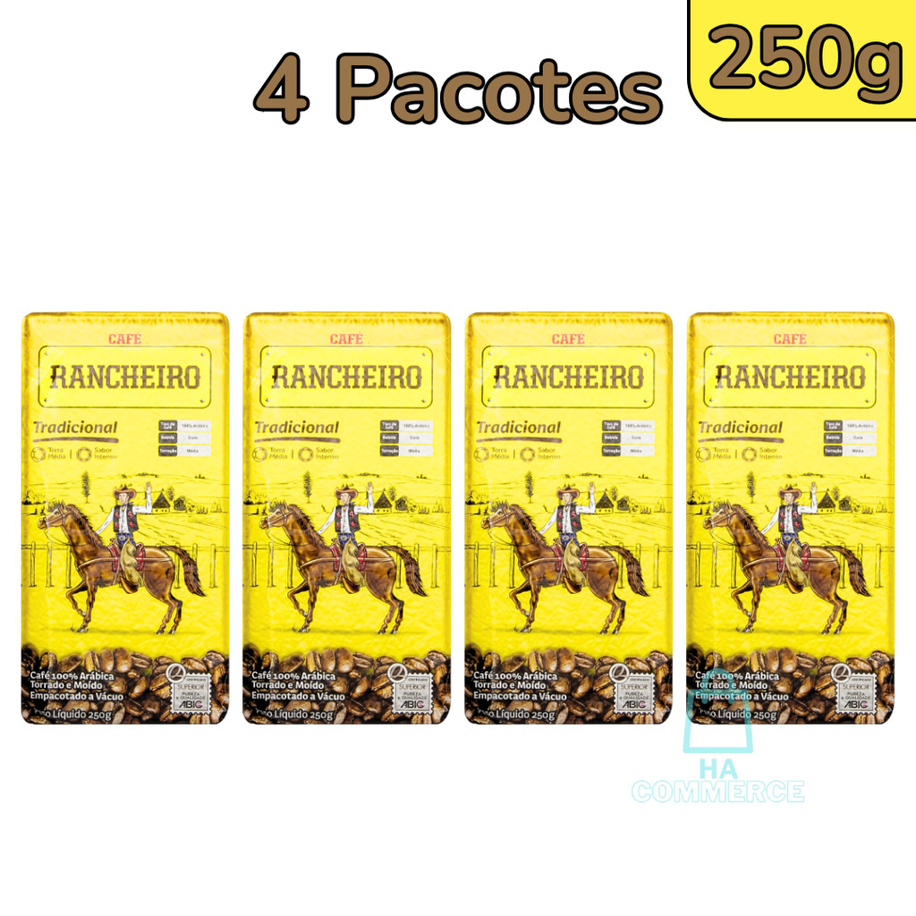 Kit 4 Unidades Café Rancheiro Tradicional 250g Pacote Em Pó Torrado ...