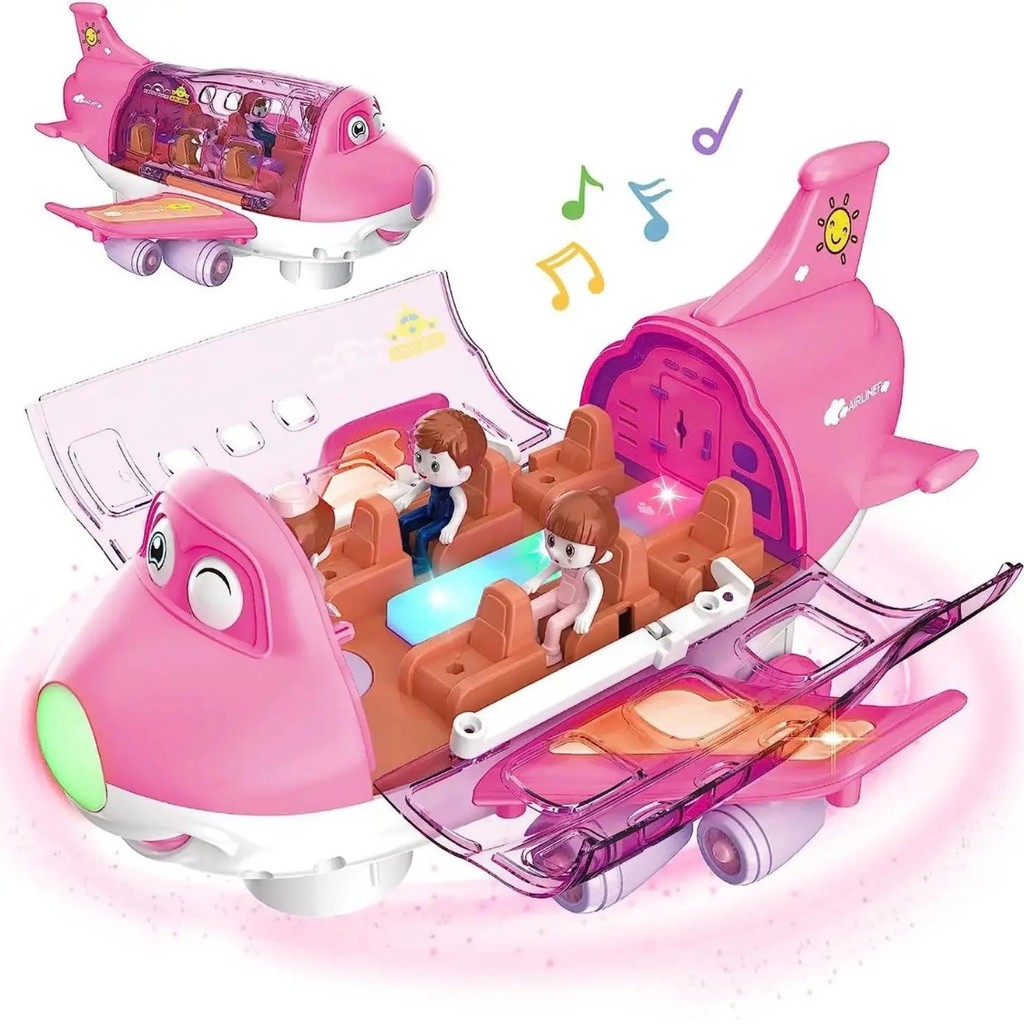 Brinquedo Infantil Feminino Avião Rosa Educativo Musical Com ...