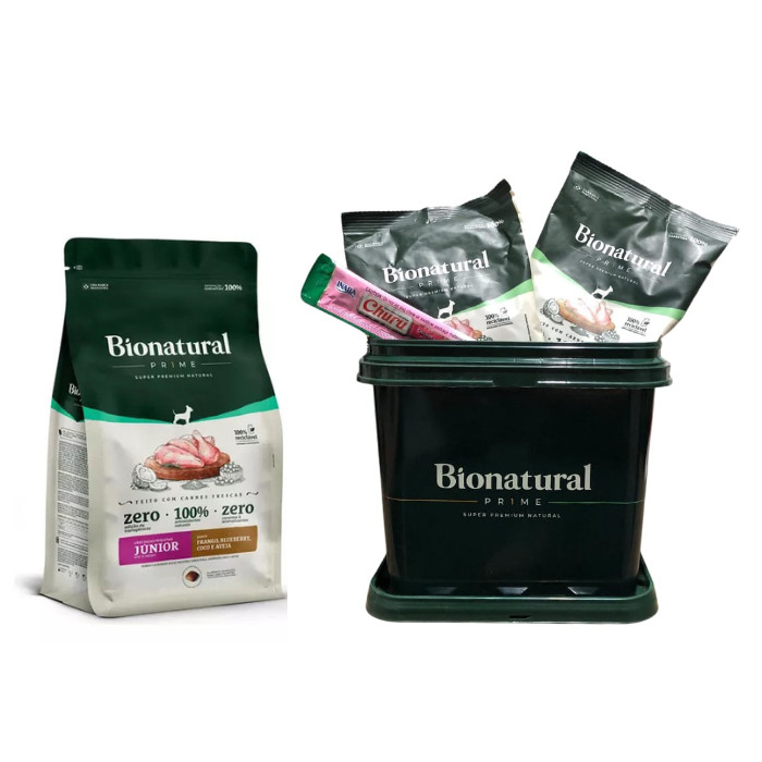 KIT RAÇÃO PARA CÃES FILHOTES BIONATURAL 1KG + CHURU + BALDE C/ BRINDE ...