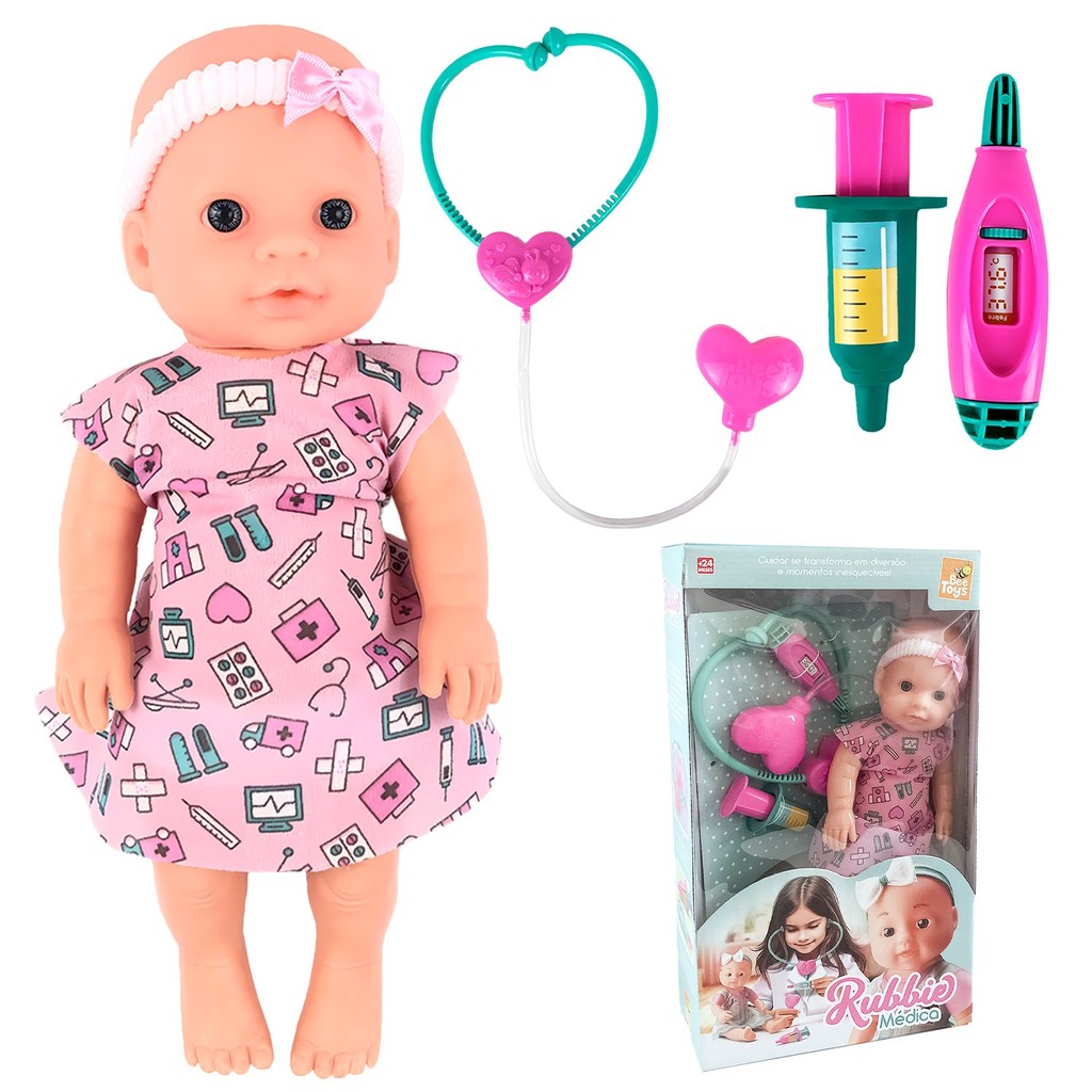 Boneca Com Kit De Saúde Infantil Rubbie Com Visual De Doutora E Itens ...