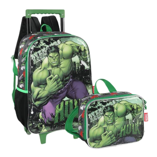 Mochila de Rodinhas Lancheira Térmica Hulk Verde Luxcel
