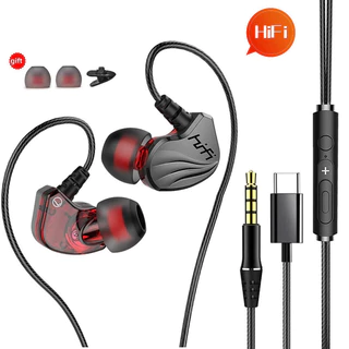 Fone de Ouvido HiFi Intra-Auricular com Baixo Potente, Microfone,P2 3.5mm ou Tipo-C p/Jogos e Música