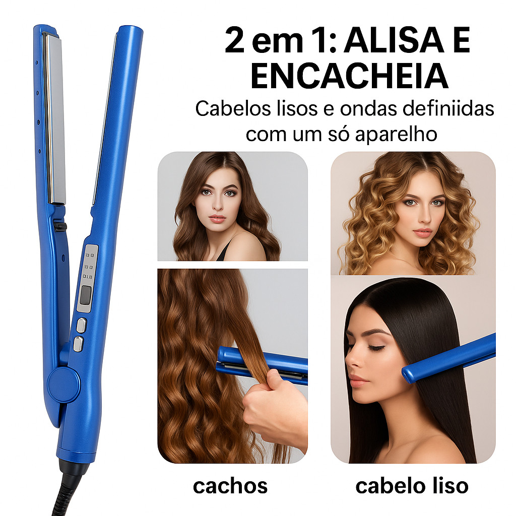 Chapinha 2 em 1 Alisadora + Babyliss – Rápida, Portátil, Para Cabelos ...