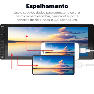 Central Multimídia 1Din Carplay Android Auto e Espelhamento em Oferta na Shopee