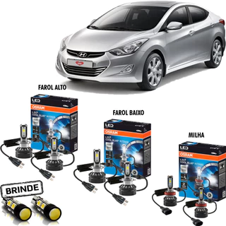 Kit Lâmpada Led Osram Farol e Milha Elantra 2012 2013 2014