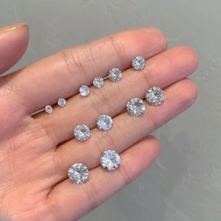 S925 Brincos De Pedra Hao De Prata Orelha Com Um Único Diamante Sem Dormir Simples E Versáteis