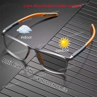 Moldura Quadrada Fotocrômica TR90 Anti-Radiação Óculos Mulher Homens Azul De Sombra Esportiva