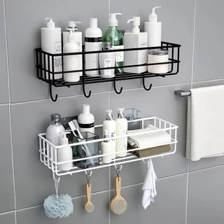 Kit 2 Porta Shampoo Adesivo Com 4 Ganchos Prateleira Do Chuveiro Suporte Para Shampoo