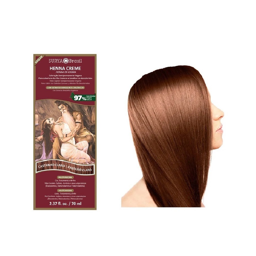Surya Brasil Henna Creme Cor Castanho Claro 70ml | Shopee Brasil