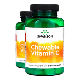 Kit 2x Vitamina C Mastigável Swanson 60 Chwbls Cereja Importado/Made in Usa