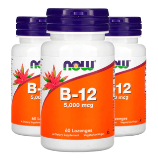 Kit 3x Now Foods Vitamina B12 5000mcg e Ácido Fólico 60Past/Made in Usa