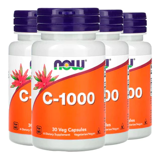Kit 4x Vitamina C-1000 Now Foods 30 Veg Cápsulas Importado /Made in Usa