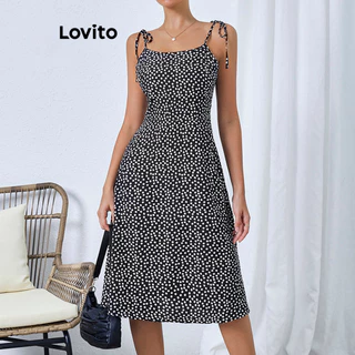 Lovito Vestido elegante Ditsy floral com renda para mulheres LBL16661