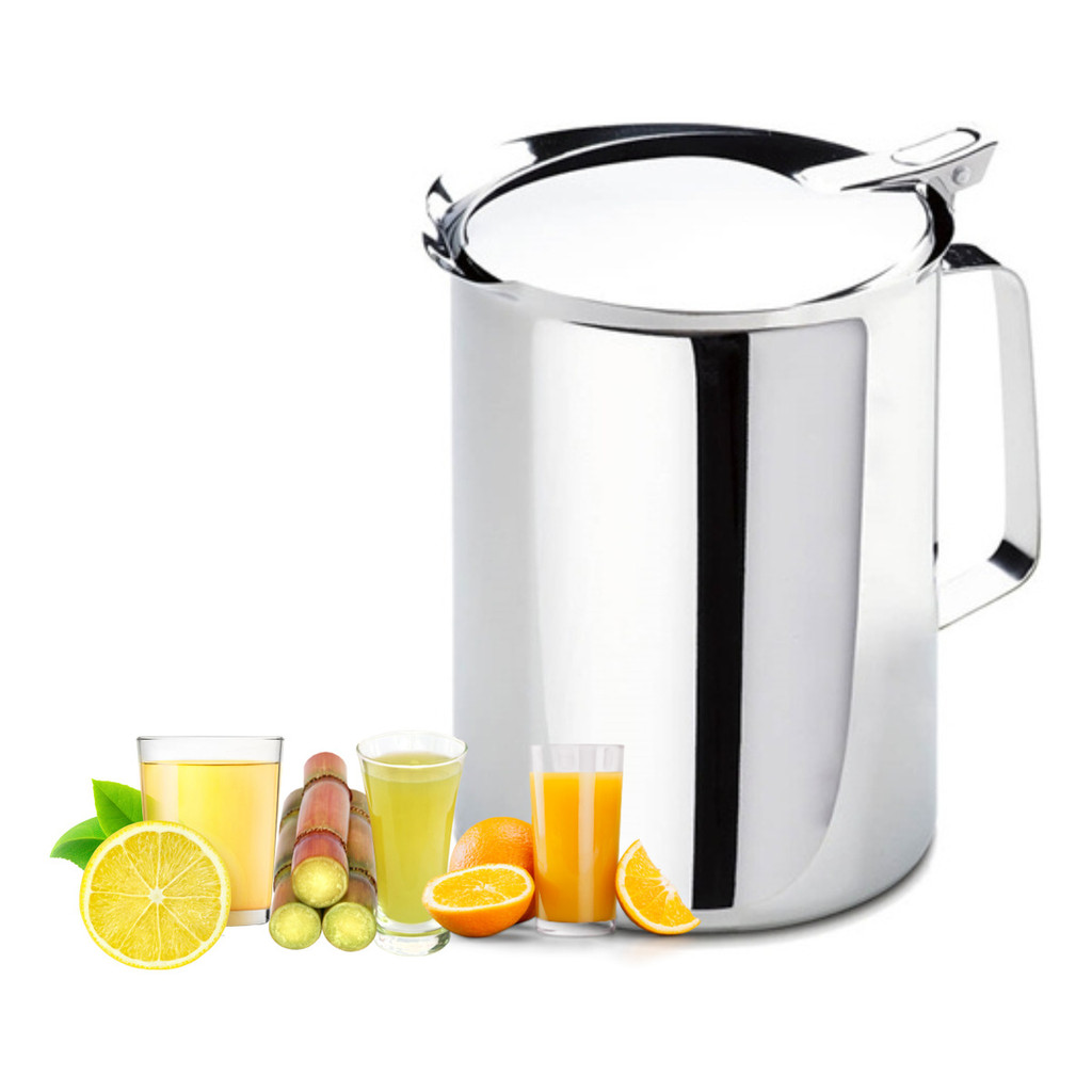 Jarra Inox Com Alça E Tampa P/ Água Suco 2 Lts Festa Buffet | Shopee Brasil