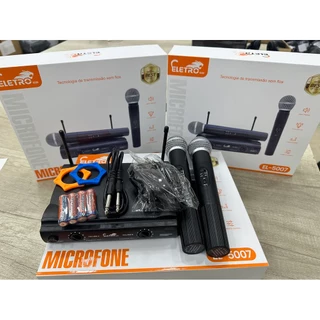 Kit Microfones Sem Fio Duplo Serie Dinâmico Profissional Uhf Eletro EL-5007