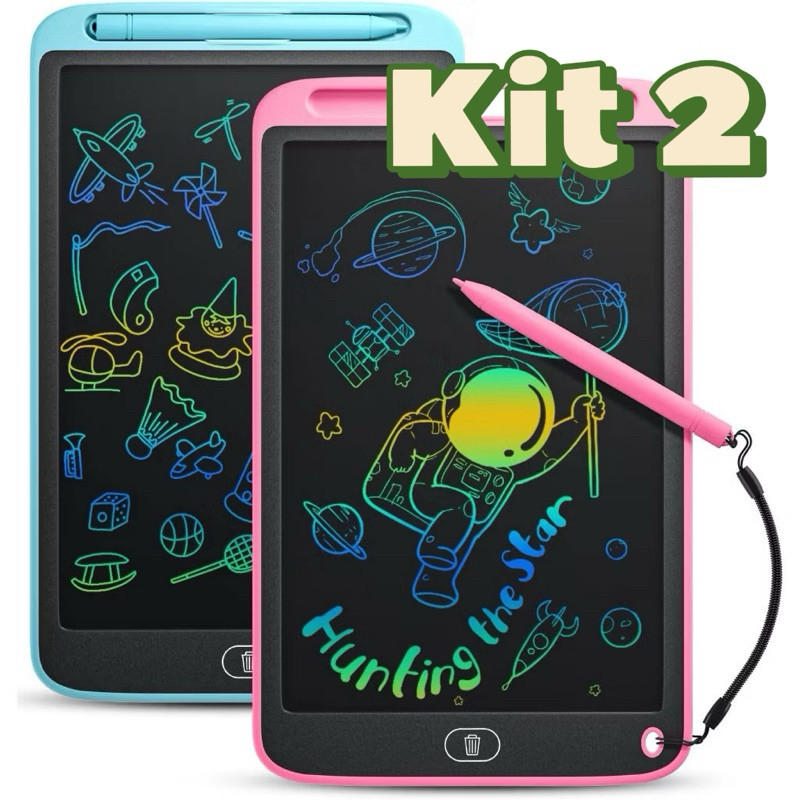 Kit 2 Lousa Mágica Tela Lcd 8.5 /10 /12 Polegadas Infantil De Escrever E Desenhar Tablet