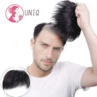 Remendo De Peruca Masculina UNIQ , Cabelo Protético De Substituição Com De Humano Grosso , Testa