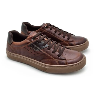 Sapatenis Masculino Connect em Couro - Brown