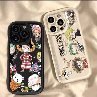 Moda Estética Capa De Telefone Fofa Para iPhone 16 11 12 13 14 15 Pro Max XR X XS 14 15 7 8 Plus SE2 Mini Desenho Animado Anime O-One Pieces Luffy Macia À Prova De Choque