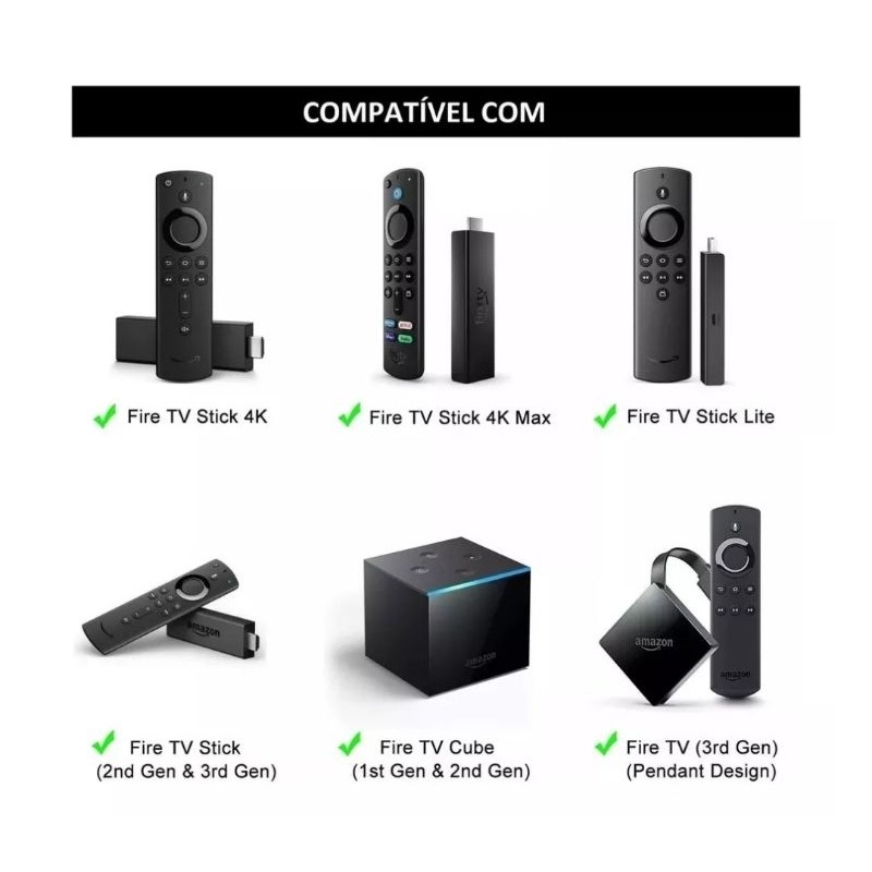 7675 Controle Remoto para Amazon Fire Tv Stick Lite 2ª Geração com