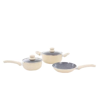 Jogo de Panelas de Alumínio Marble Preto com 3 Peças em Oferta na Shopee