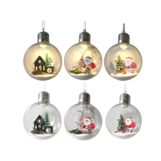 Enfeite Bolinha Para Árvore De Natal Com Luz Led 10cm Sortidas - Wincy