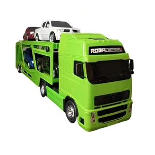Caminhao Cegonheira Verde de Plastico Diesel RX Com 4 Carrinhos 1308 - Roma