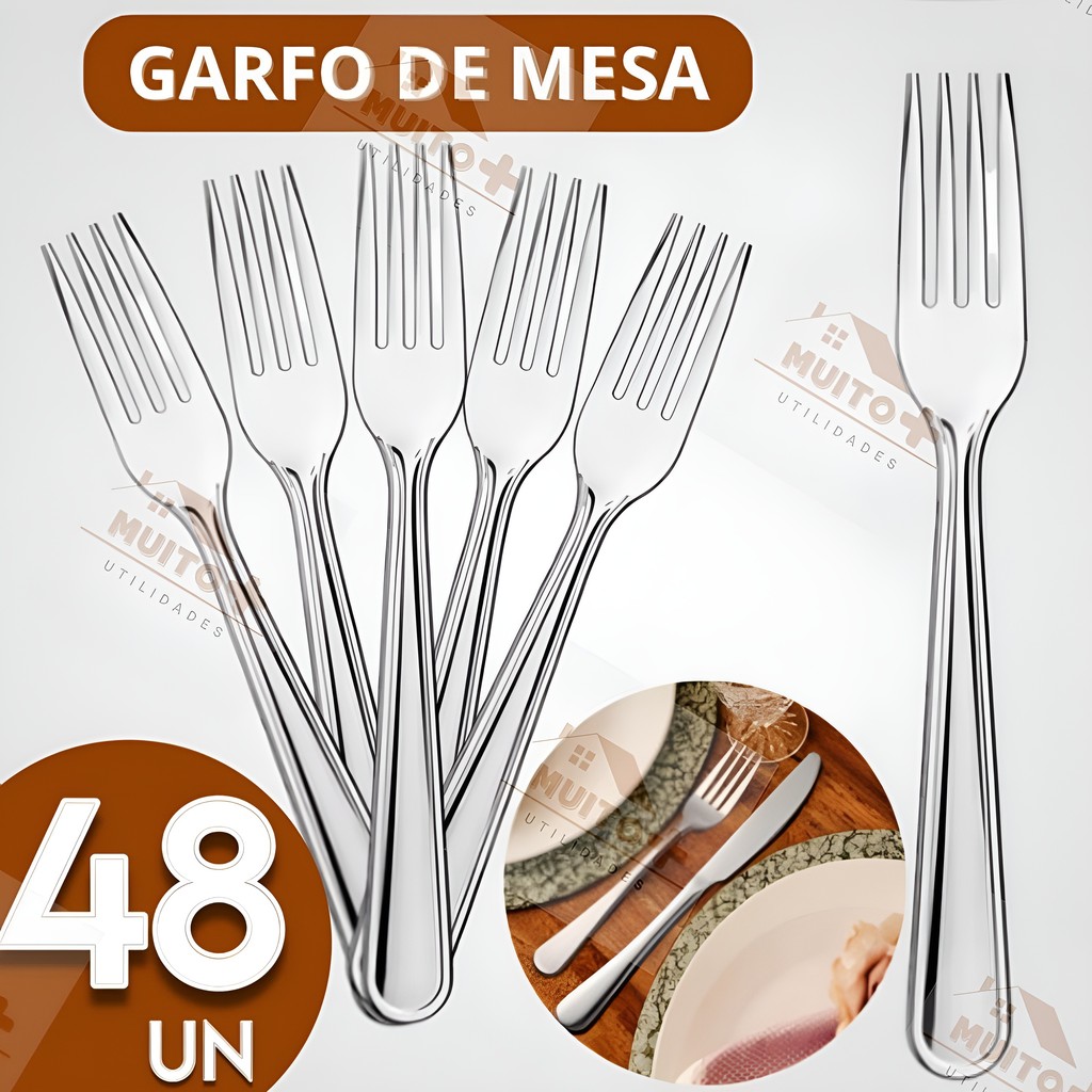 Kit 48 peças de Garfos De Mesa Aço Inox Mesa Cozinha Jantar Buffets ...