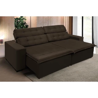 Sofá Retrátil e Reclinável 2,30m Suede Marrom Café Magno em Oferta na Shopee