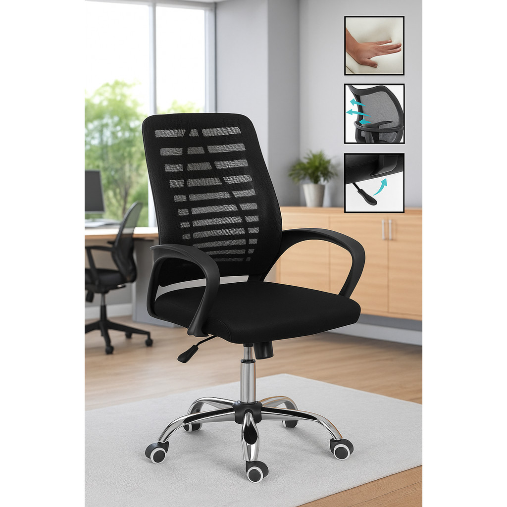 Cadeira de Escritório Ergonômica com Tela Mesh, Estofado Resistente ...